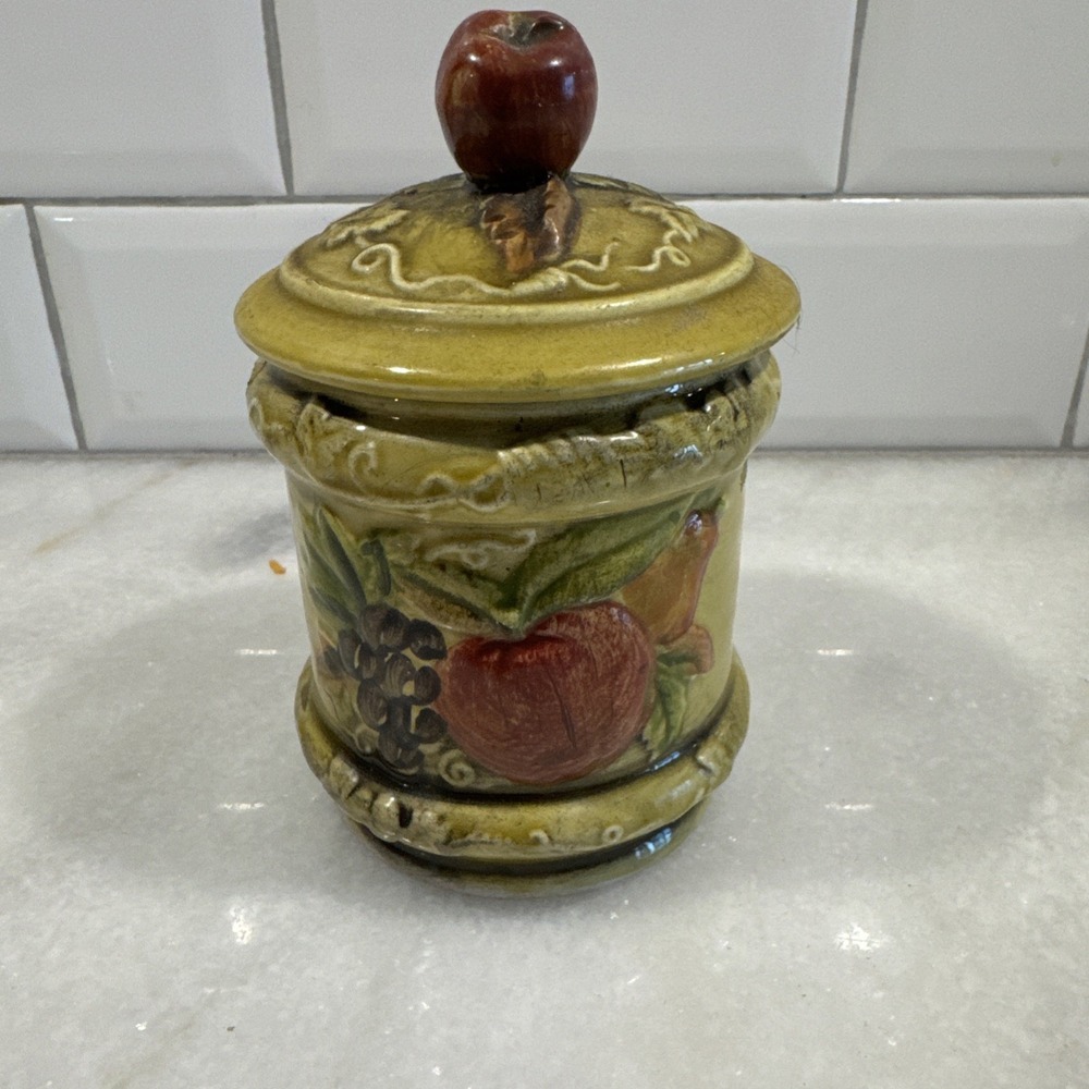 Vtg 1950s Lefton Sugar Bowl Apple &‎ Pear Design